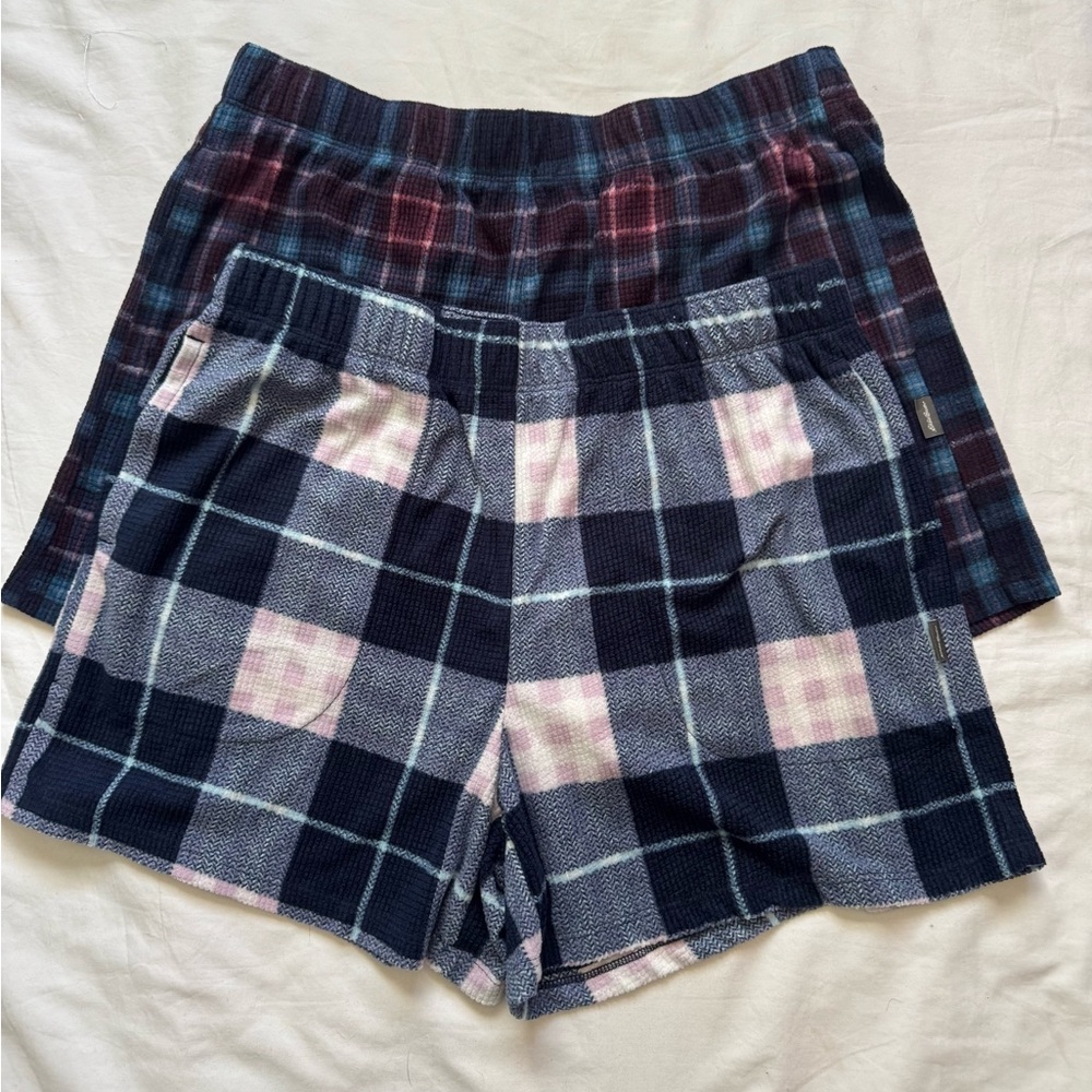 Eddie Bauer Women’s Fleece Plaid Print Pajama Shorts Set of 2 Size Small